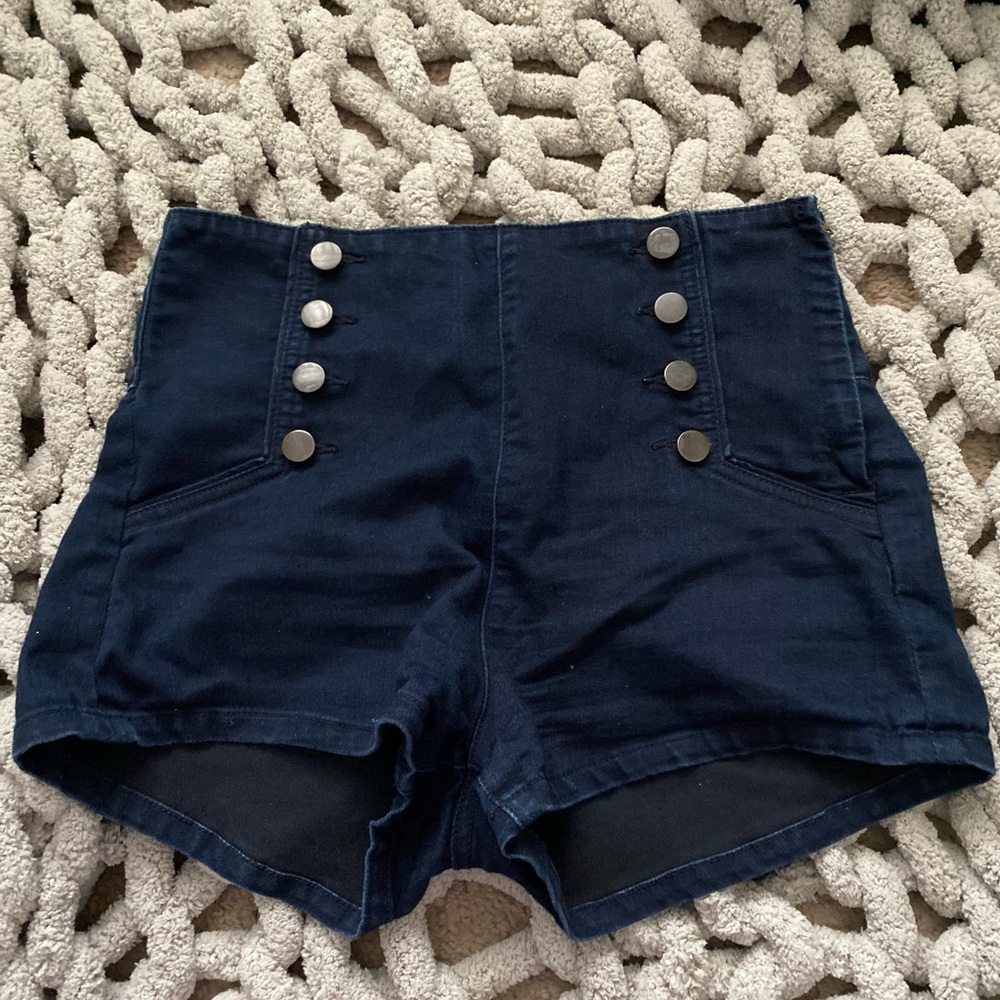 Dark blue high waisted shorts